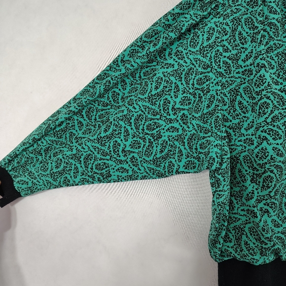 Vintage 80s Sheridan Square Women's Green Paisley Plus Size Midi Dress Sz 16P - Picture 4 of 8